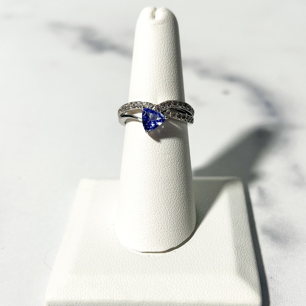 1ct Trillion Cut Tanzanite with White Zircon Accent